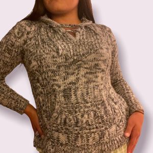 FOREVER 21 - Knitted Wool Hoodies / Size M / Black & White